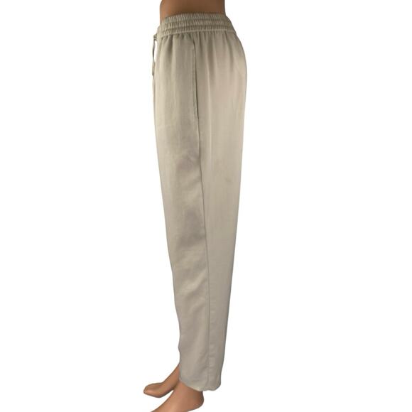 Zara Women's Beige High Waisted Pleated Drawstring Tapered Trousers Pants Size S - Picture 2 of 5